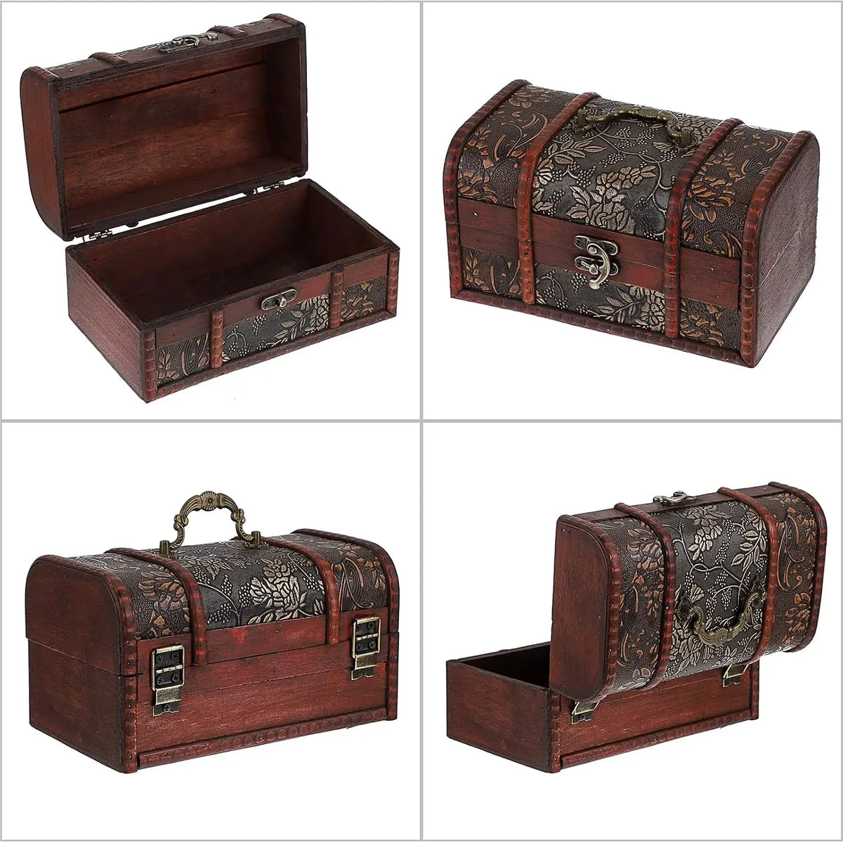 Vintage Treasure Chest Wooden Box for Jewelry