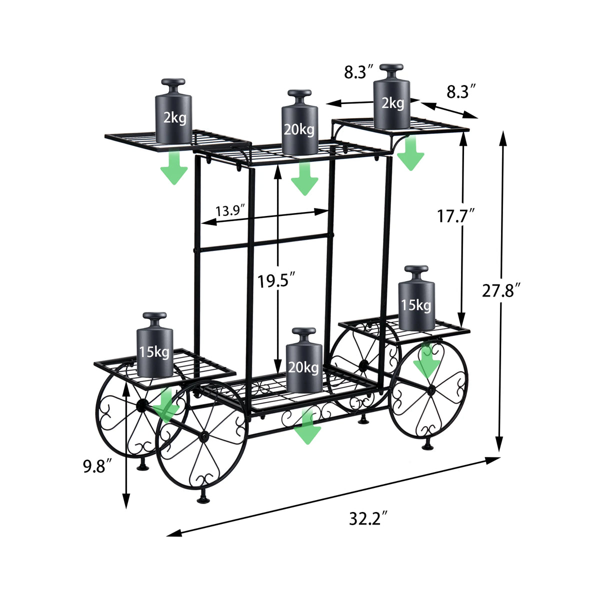 Metal Garden Cart Stand Flower Pot Holder....