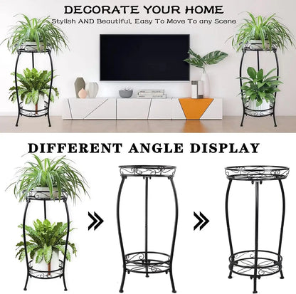 Metal Plant Stand Indoor Outdoor, 2 Tier 25" Tall, Heavy Duty Rustproof....