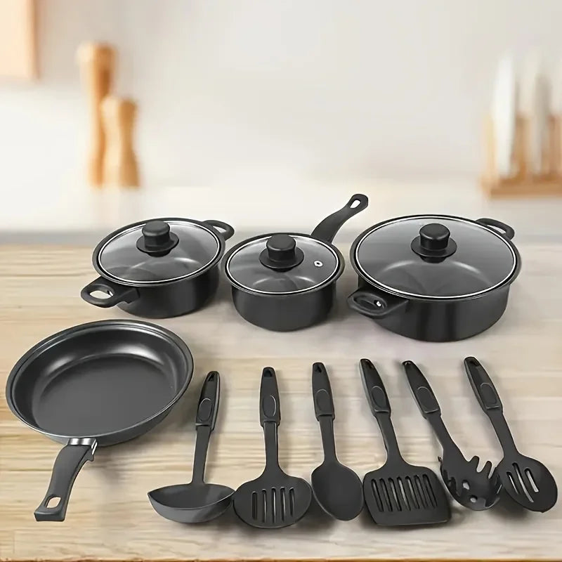 13-Piece Nonstick Stainless Steal, Cookware Set Black, & Utensils....