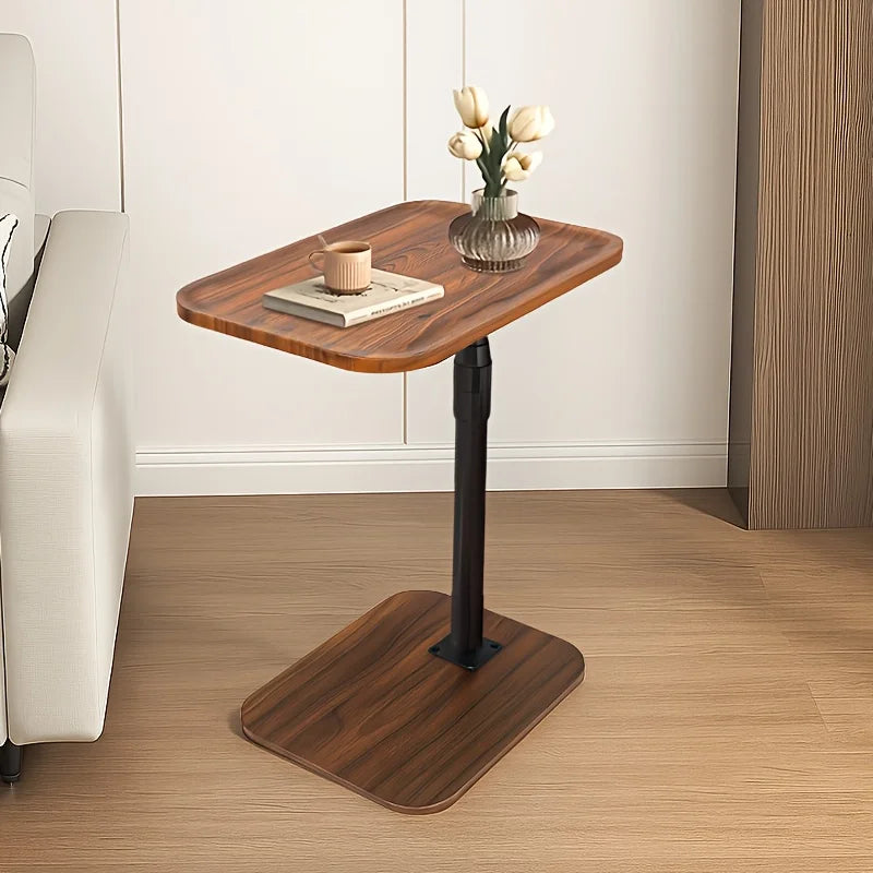 Adjustable Height End Table with Anti-Slip Groove Lip, Carbon Steel Frame