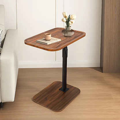 Adjustable Height End Table with Anti-Slip Groove Lip, Carbon Steel Frame
