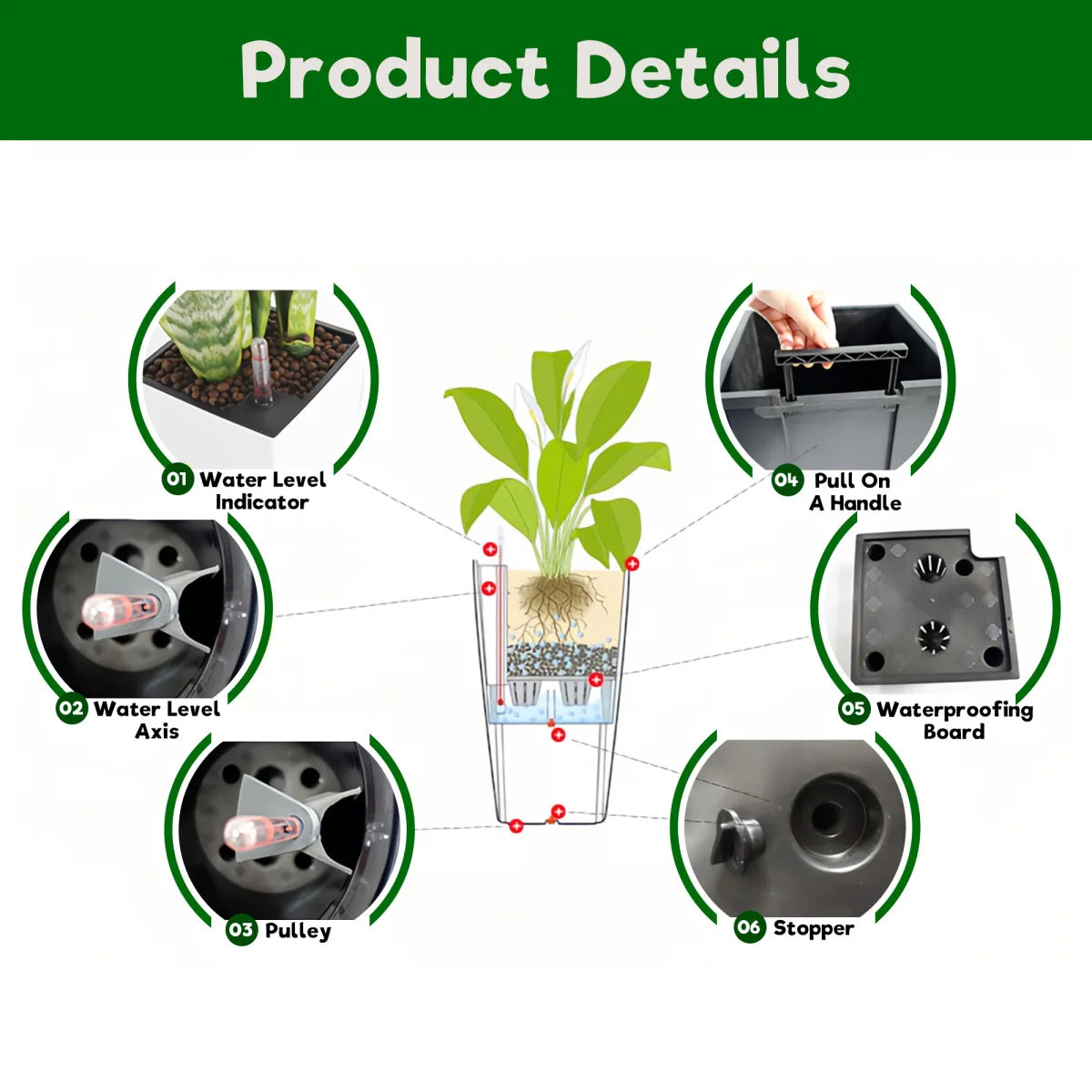 Pack of 2 Square Planter 22-Inch High Faux Rattan Design with Automatic Watering System....