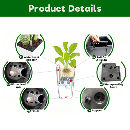 Pack of 2 Square Planter 22-Inch High Faux Rattan Design with Automatic Watering System....