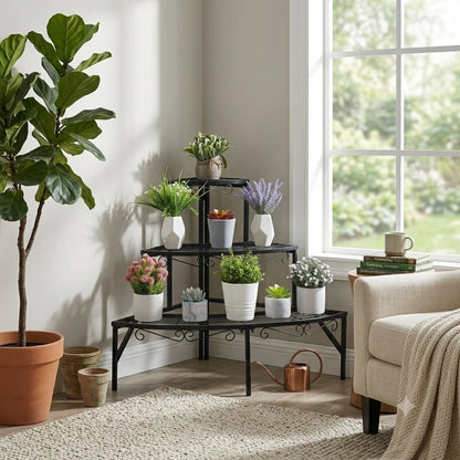3-Tier Metal Corner Plant Stand for Indoor Outdoor, 22.2x23 inch's