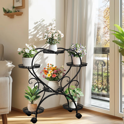 6 Tier Metal Rolling Plant Stand with Wheels....