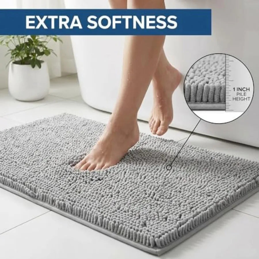 Bathroom Rugs Sets 2 Pc, Absorbent Chenille Bath Mats Non Slip Backing.....