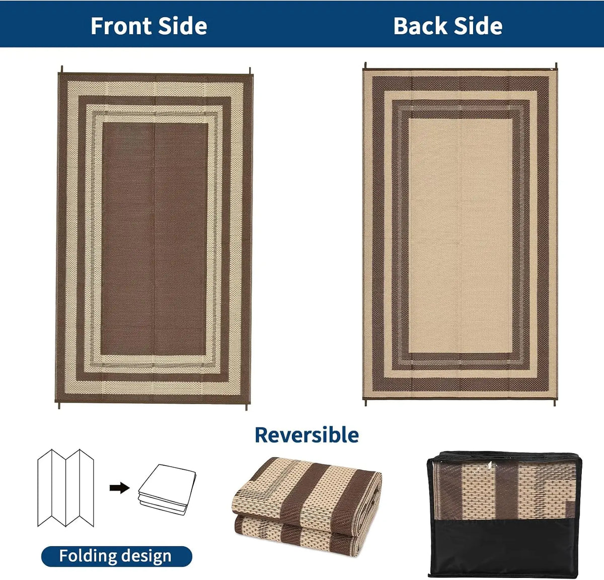 9x18FT Rug Washable Foldable Indoor Outdoor