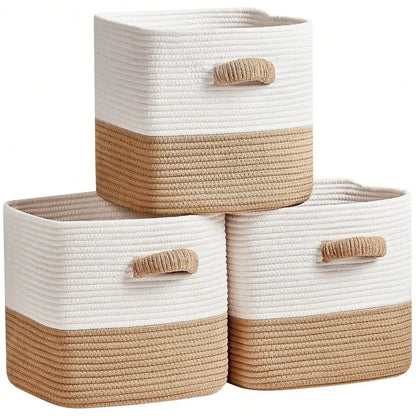 Set Of 3 Woven Baskets 11 Inch Square Baskets....