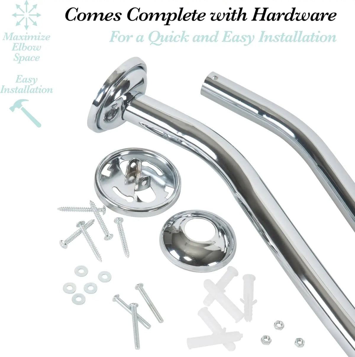 Adjustable Curved Shower Rod 42-72in Chrome No Hooks.......