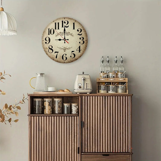 10-12 Inch Wooden Wall Clock, 2D Flat AA Battery Not Included....