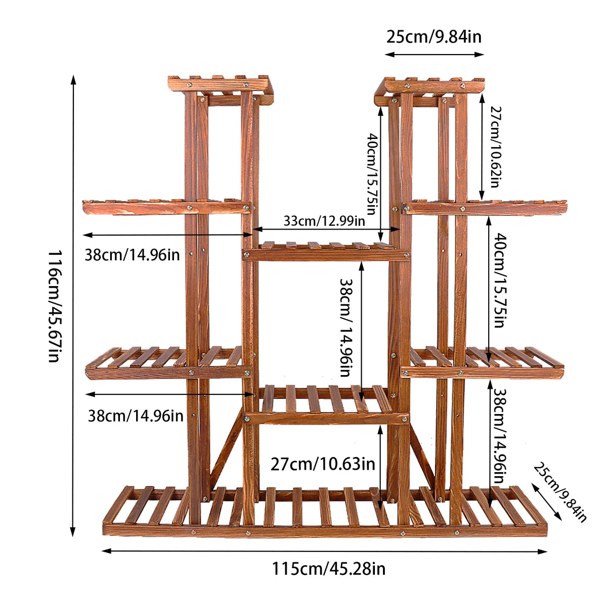Wooden Multi-Tiered Plant Stand for Outdoor Indoor