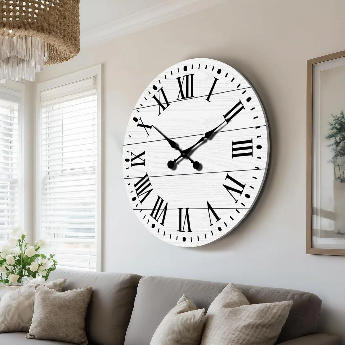 Farmhouse Wall Clock, Shiplap Design, Large, 4 Colors, 3 sizes, AA Battery Needed....