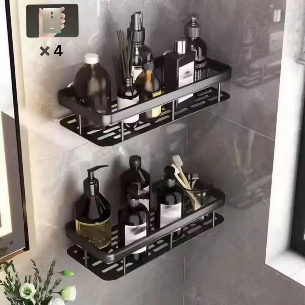 Bathroom Shelf No Drill Wall Mounted Aluminum