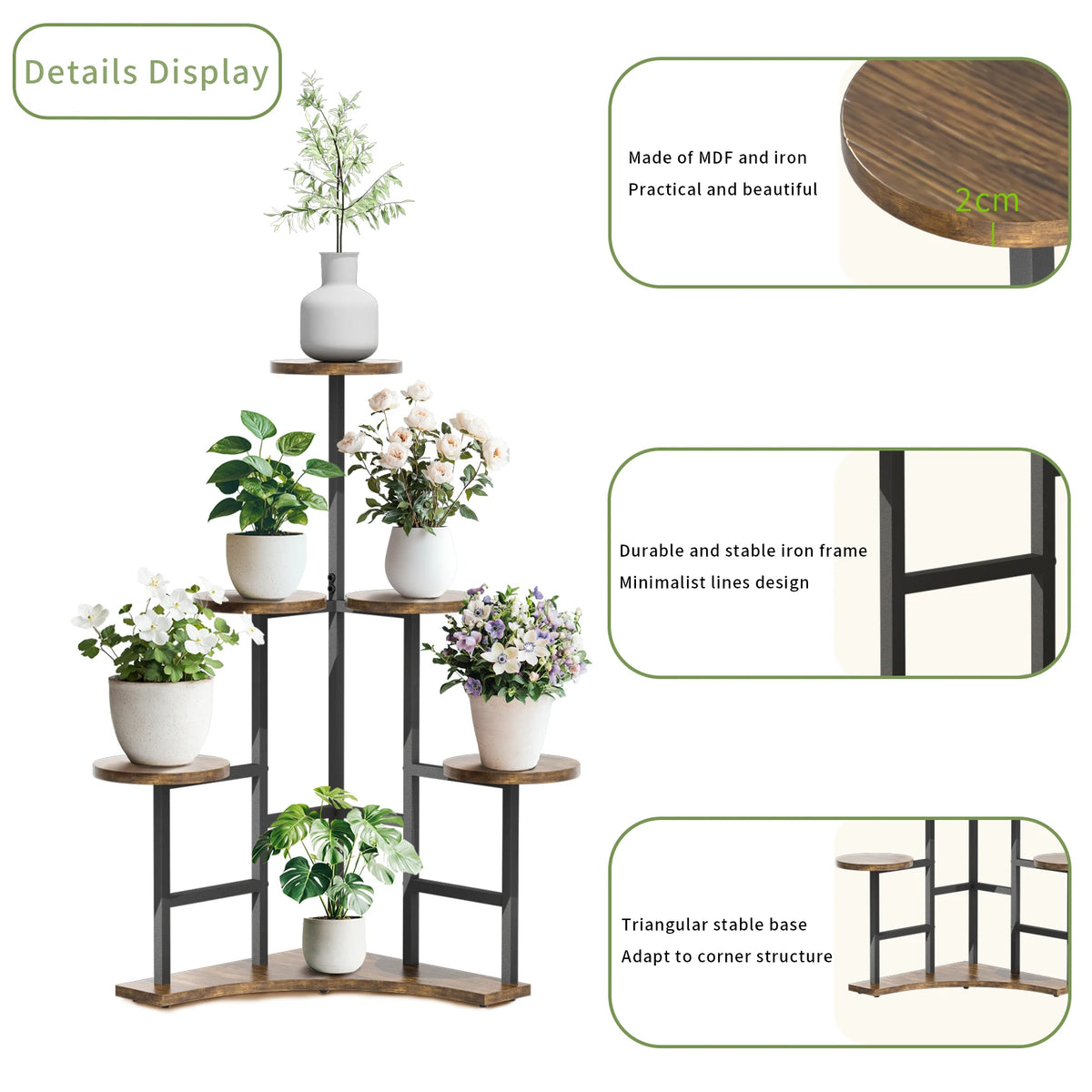5 Tiered Tall Corner Plant Stand.....