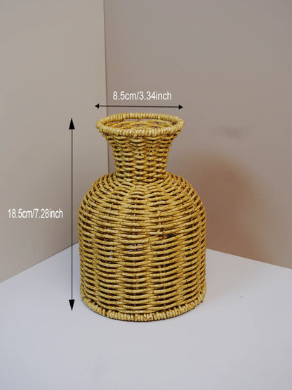 Japanese hand-woven desktop vase arrangement