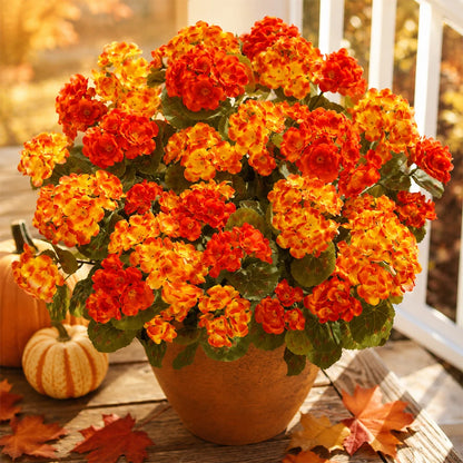 6pcs Artificial Fall Geranium Flowers Begonia Outdoor