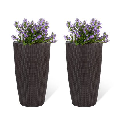 30 in Tall Large Flower Pots Planter with Self-Watering Drainage Holes and Inner Trays Indoor Outdoor