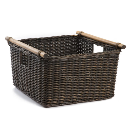 Natural Handwoven Rattan Wicker Deep Pole Handle Storage Basket, Sandstone....