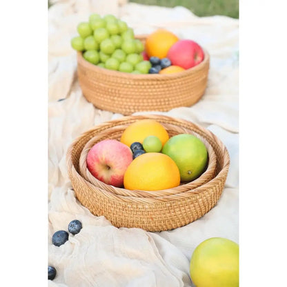 Natural Rattan Handwoven Bread Basket  (Espresso Brown)....