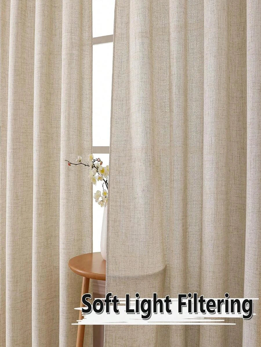 Natural Beige Blackout Curtains 2 Sizes 84 Inch 96 Inch Length 2 Panels Set for Living Room Bedroom Grommet Top....