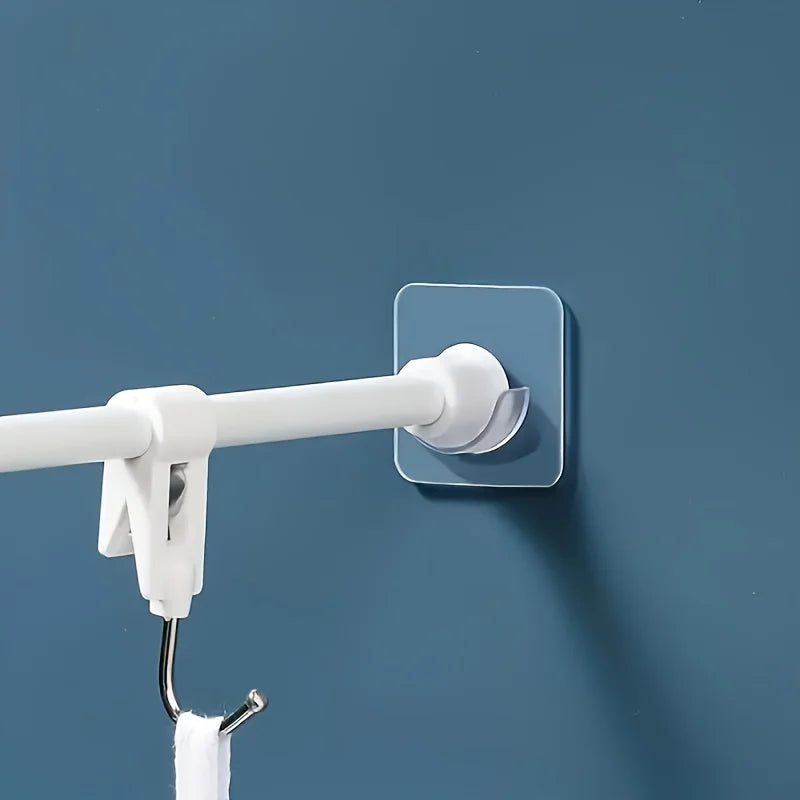 10pcs Telescopic Rod Fixing Holder, Stick-on Bracket Clothes Or Curtain Rod Holder......