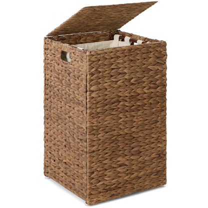 Small Laundry Hamper with Lid, Natural Handwoven, W/Removeable & Washable Liner Bag, P, 18 Gallon, 2 Colors....