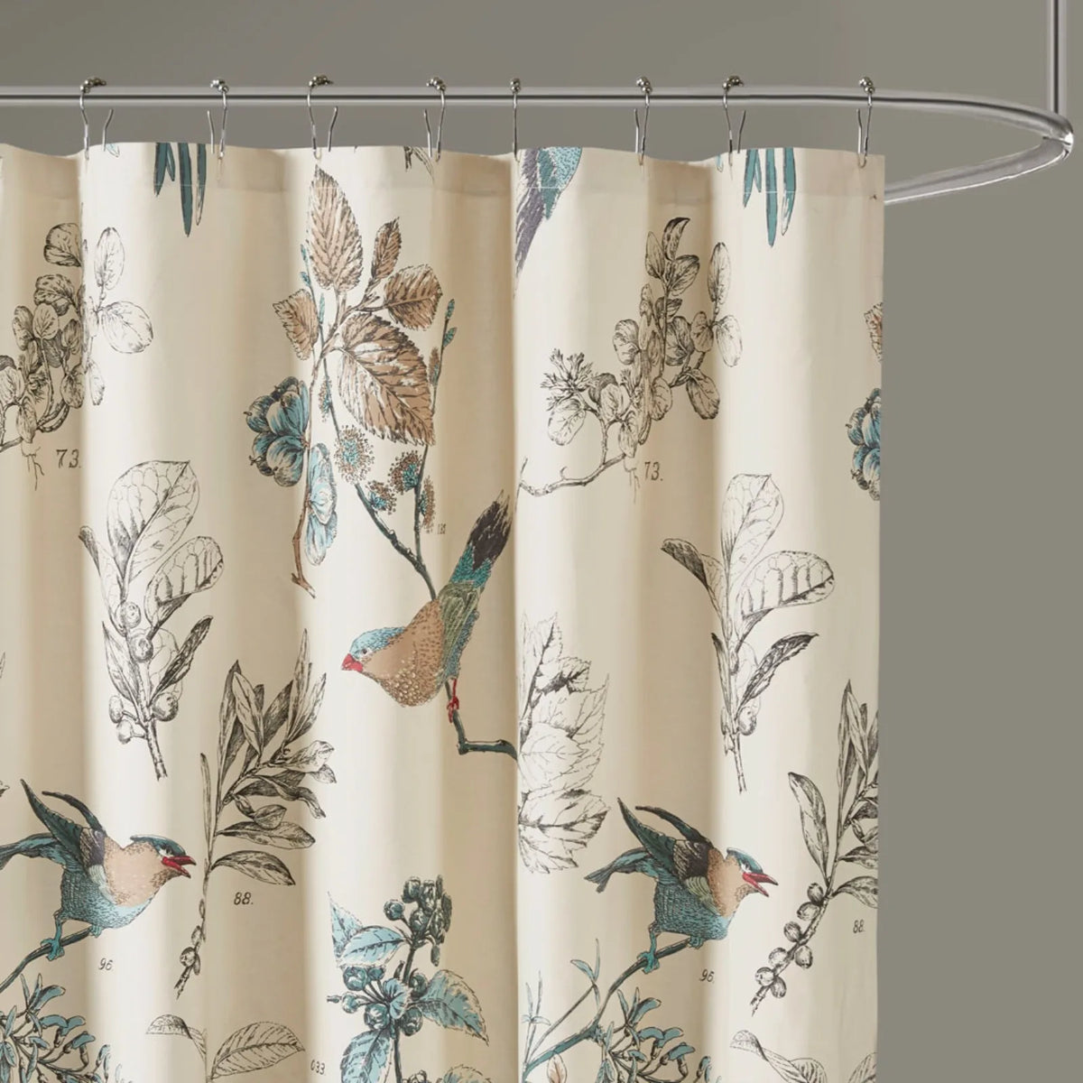 Printed Cotton Shower Curtain Floral Liner Waterproof, 12 Grommet Hook, Washable Machine Dry....