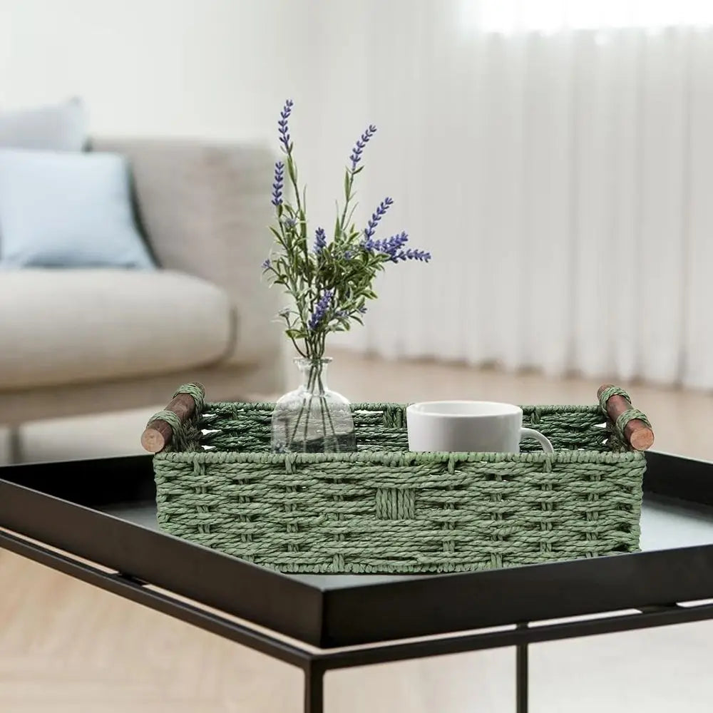 Green Wicker Storage Basket with Handles.....