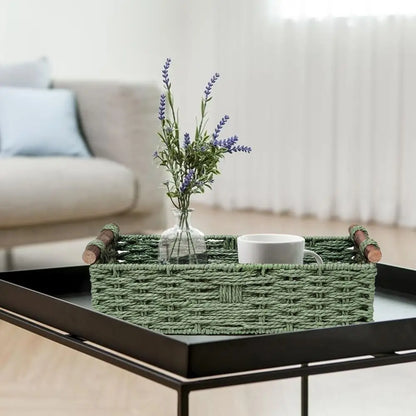 Green Wicker Storage Basket with Handles.....