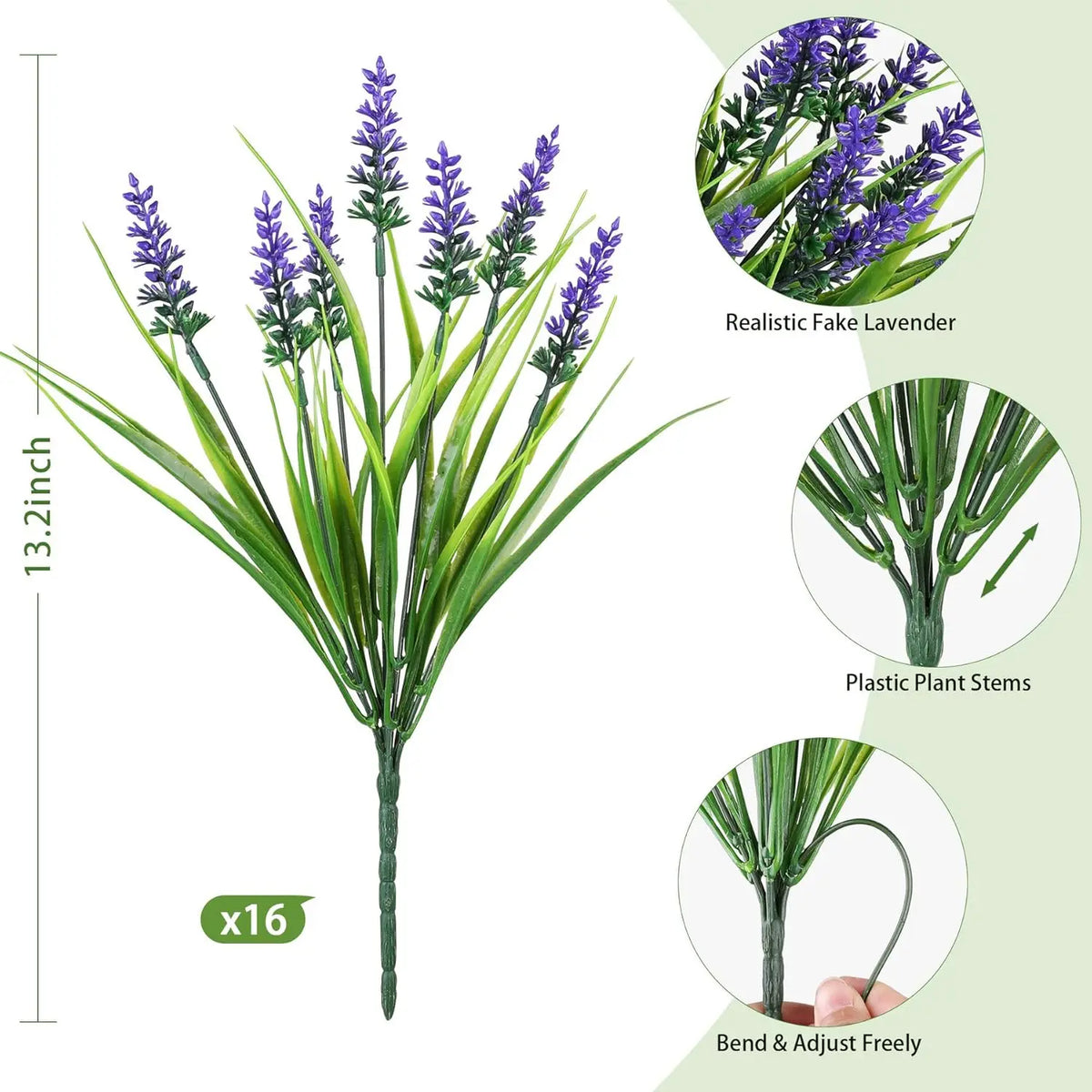 8/16-Pieces Real Touch Lavender Artificial Flower , UV-Resistant for Outdoor
