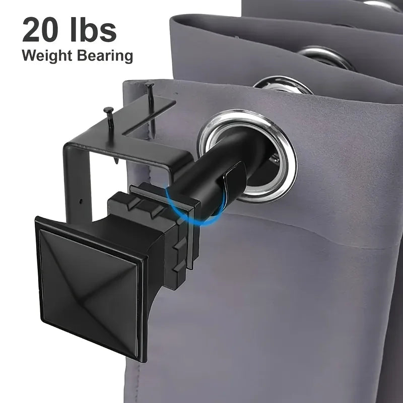 4PCS No-Drill Curtain Rod Bracket, Curtain Rod Holder With Easy Installation, Heavy-Duty Curtain Supports....