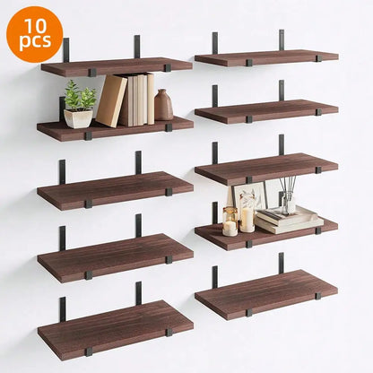 5/10Pcs Floating Shelves, 4.7 In Wide 16  Long  with Invisible Brackets, Rustic Wood .......