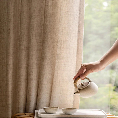 2 Panels Natural beige Sheer Curtain, Grommet Top  For Living Room ,Translucent(52x84inch,52x96inch)