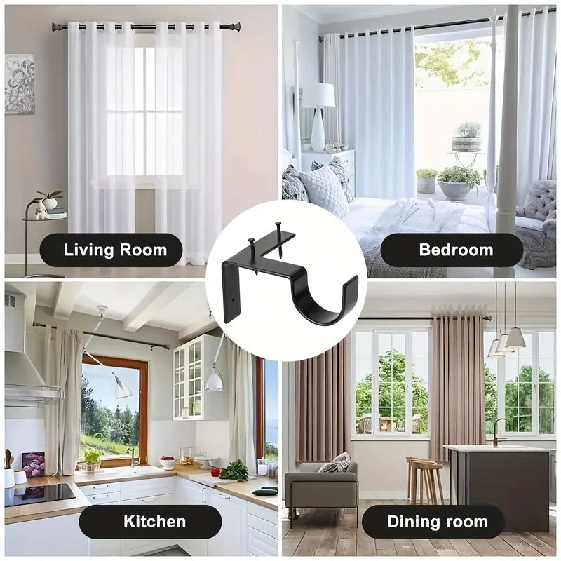 4PCS No-Drill Curtain Rod Bracket, Curtain Rod Holder With Easy Installation, Heavy-Duty Curtain Supports....