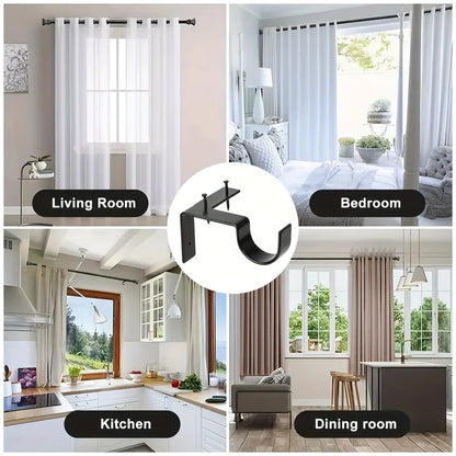4PCS No-Drill Curtain Rod Bracket, Curtain Rod Holder With Easy Installation, Heavy-Duty Curtain Supports....