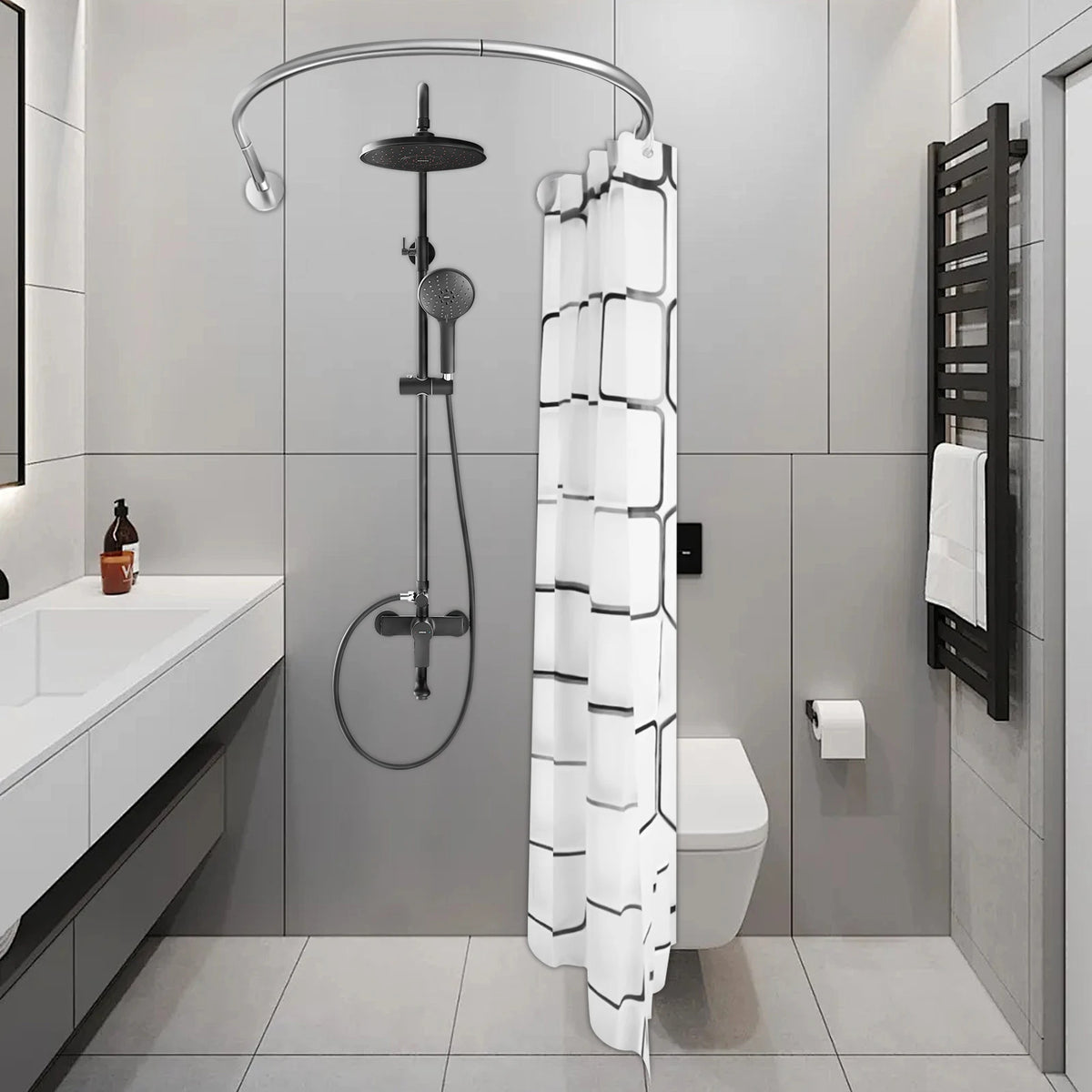 Stainless Steel U-Shaped Shower Curtain Rod Set, Retractable.....