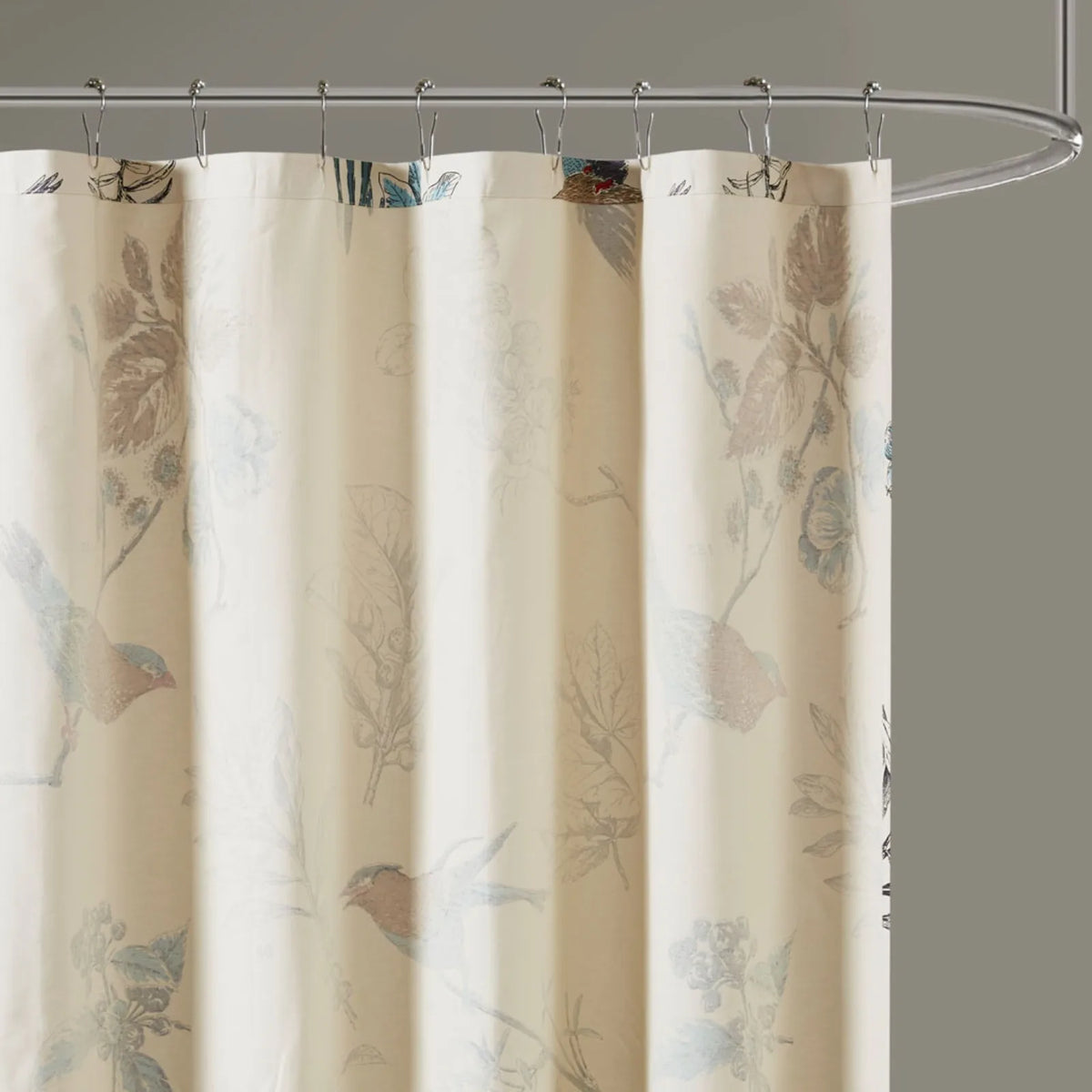 Printed Cotton Shower Curtain Floral Liner Waterproof, 12 Grommet Hook, Washable Machine Dry....