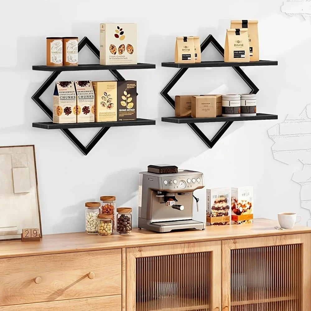Diamond Iron Art Shelf Solid Wood Partition
