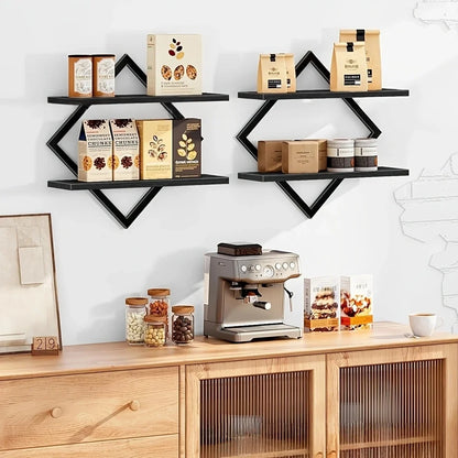 Diamond Iron Art Shelf Solid Wood Partition