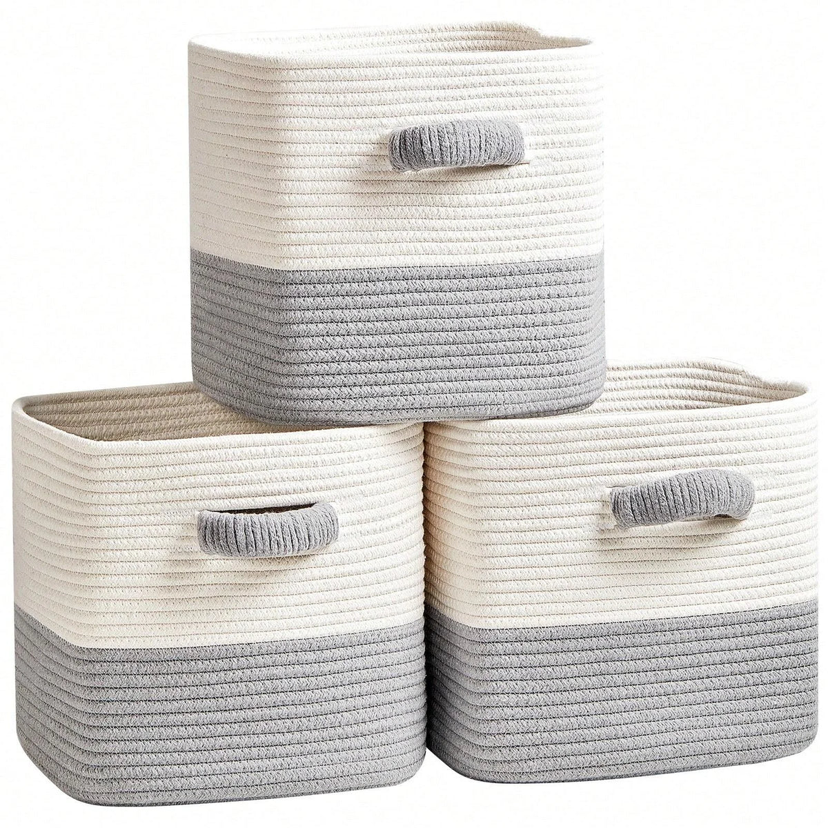 Set Of 3 Woven Baskets 11 Inch Square Baskets....