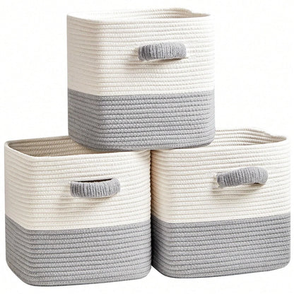 Set Of 3 Woven Baskets 11 Inch Square Baskets....