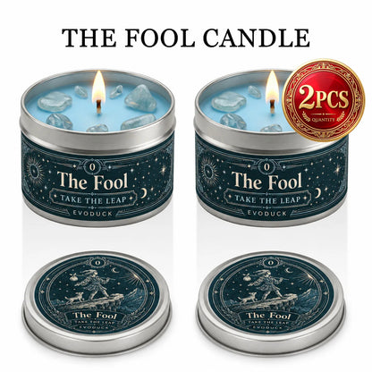 The Fool Tarot Candle, Bergamot & White Blossom Scented Candle3 Oz., with Clear Crystal Stones, Candle for Meditation, New Beginnings, 3/2/1 Sets...