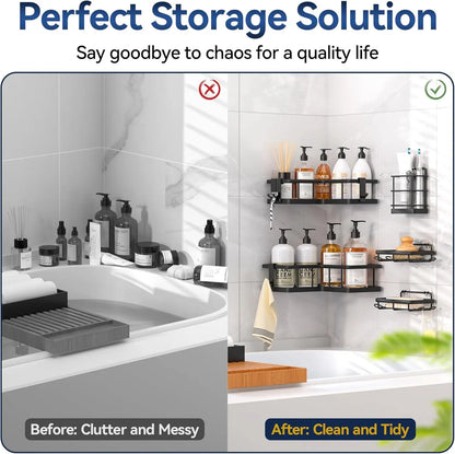Shower Caddy, 5-Pack Organizer  with Soap Holder and 4 Removable Hooks No Drilling, Random Color Stainless Steal....