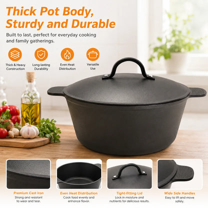 5.2Qt Lightweight Cast Iron Dutch Oven Honeycomb Base Non-Stick, Non- Stick.......
