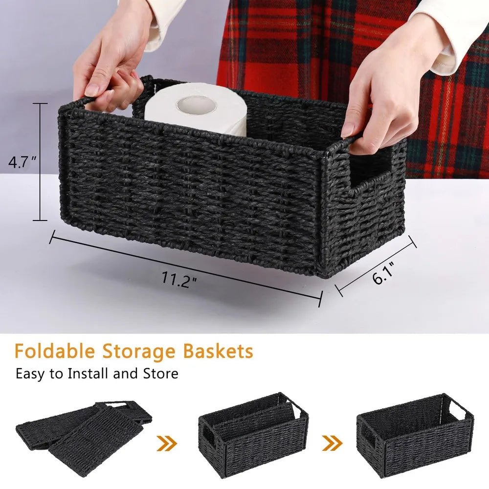 Set of 2 Foldable Wicker Storage Baskets...