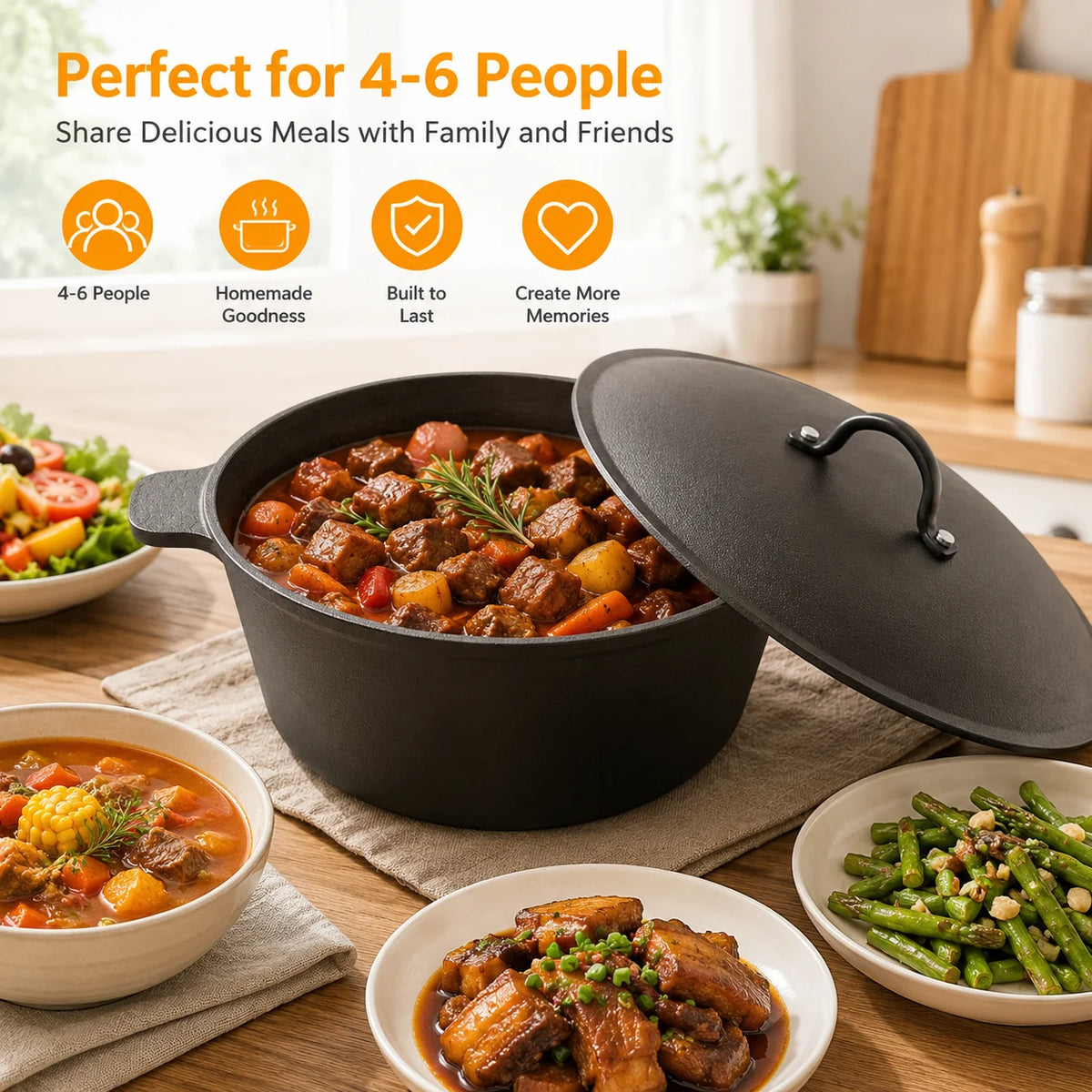 5.2Qt Lightweight Cast Iron Dutch Oven Honeycomb Base Non-Stick, Non- Stick.......