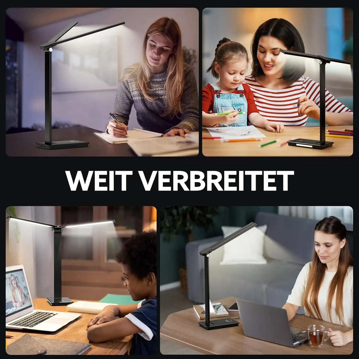 Double Head LED Desk Lamp 13W USB Power 88 LEDs Foldable Reading Light 5 Color Modes Dimmable Adjustable