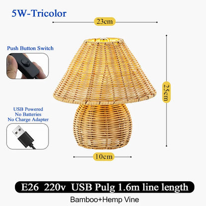 Bamboo Woven Table Lamps USB Plug