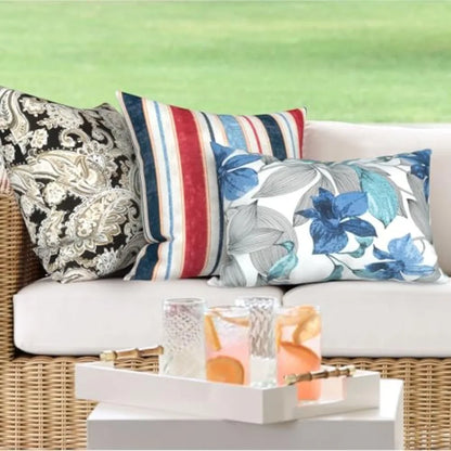 Pack of 2 Waterproof Indoor Outdoor Lumbar Throw Pillow sets. In Many Styles....